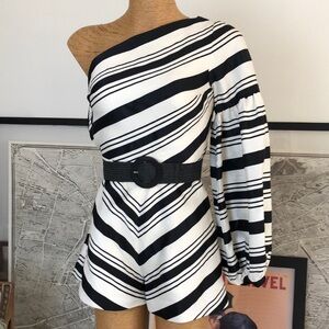 ALEXIS Striped One-Shoulder Jumpsuit Size M